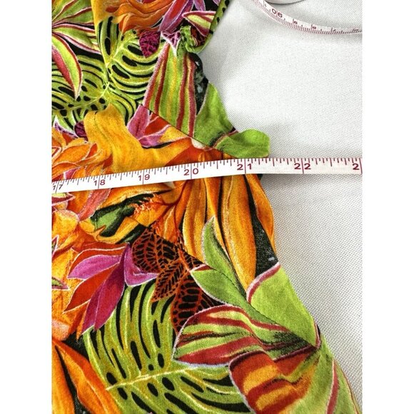 Rachel Roy XL Tropical Floral Blouse Vibrant Colorful Resort Asymmetrical Hem - Picture 3 of 9